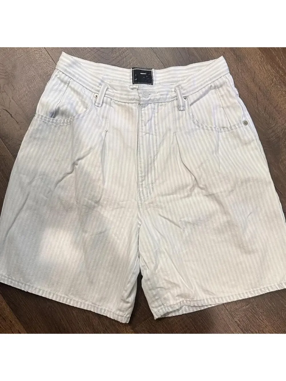 Women's White and Blue Shorts